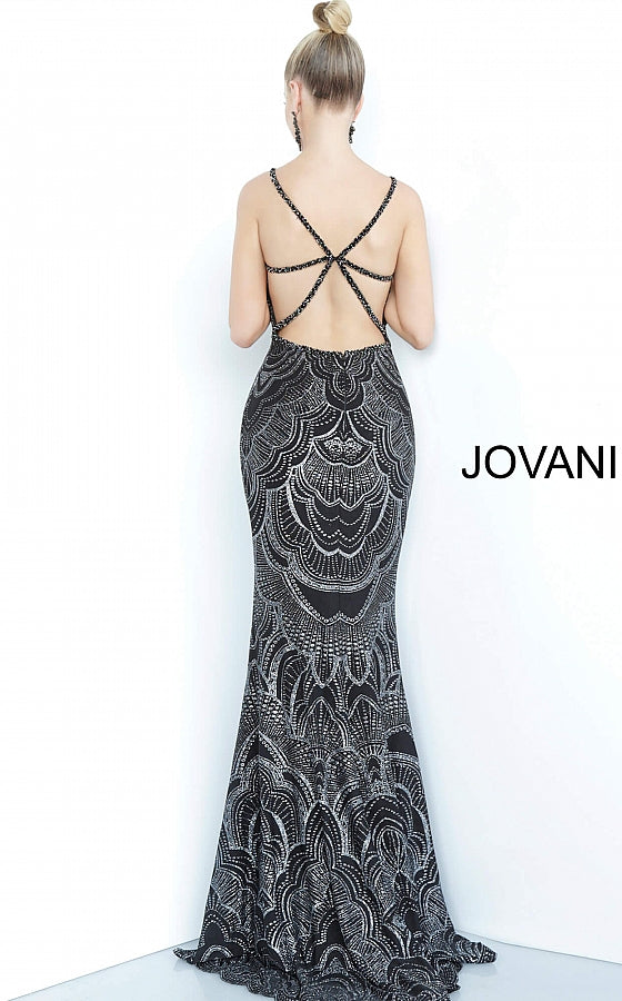 Black Silver Sweetheart Neckline Fitted Prom Jovani Dress 00501 - Elbisny