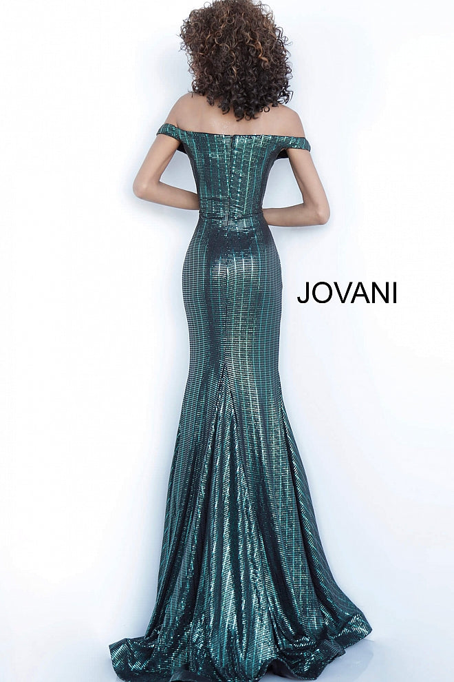 Black Emerald Off the Shoulder Jovani Prom Dress 00974 - Elbisny