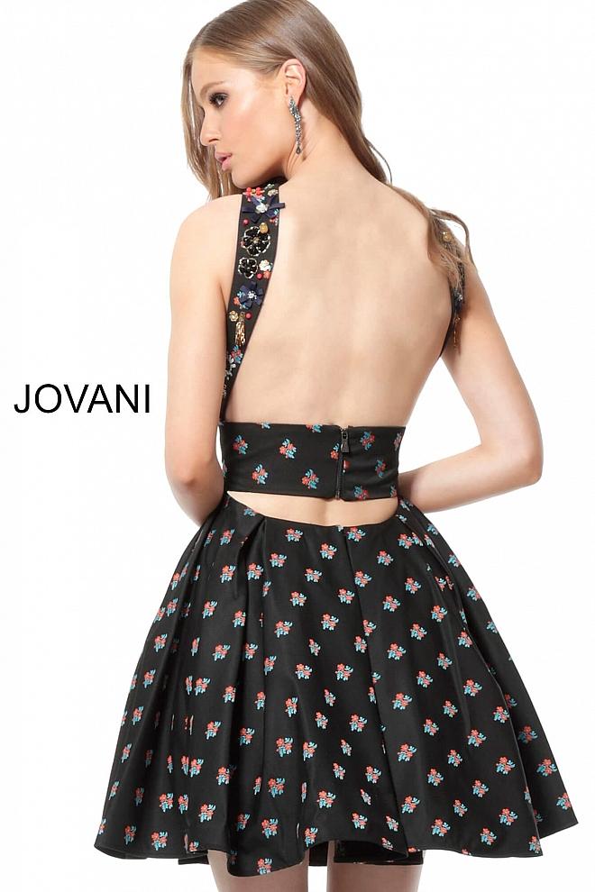 Black Multi Criss Cross Neckline Cocktail Jovani Dress 57057 - Elbisny