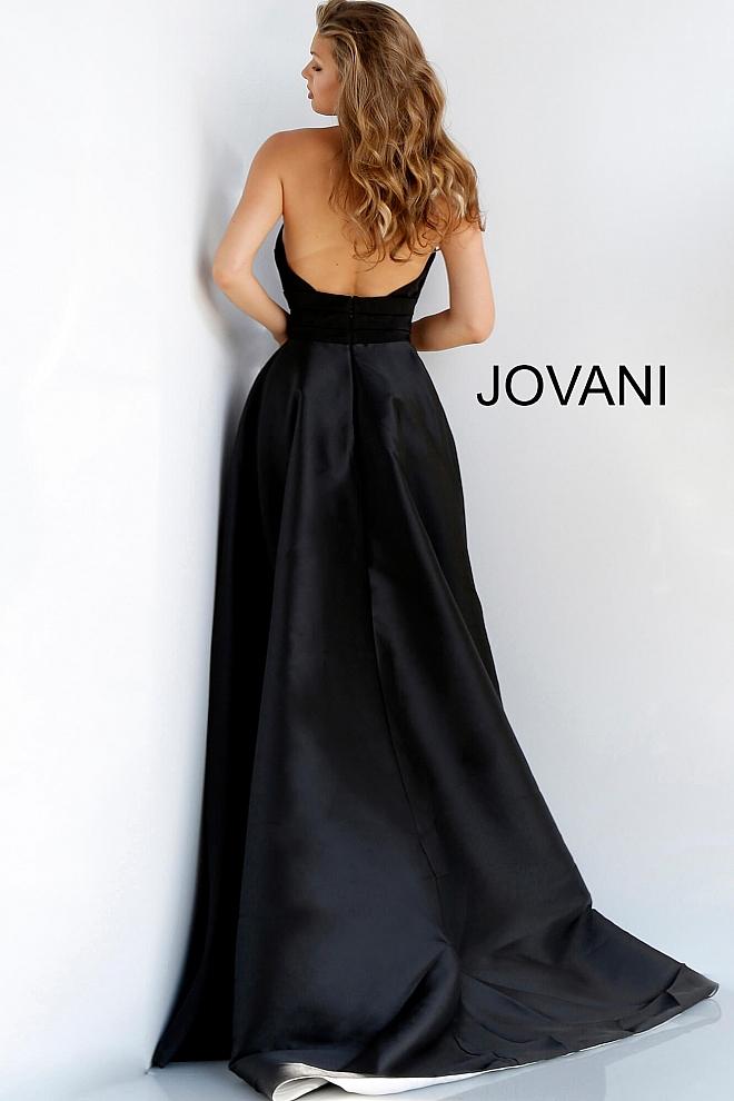 Black White Halter Neck Pleated Bodice Evening Jovani Jumpsuit 59237 - Elbisny