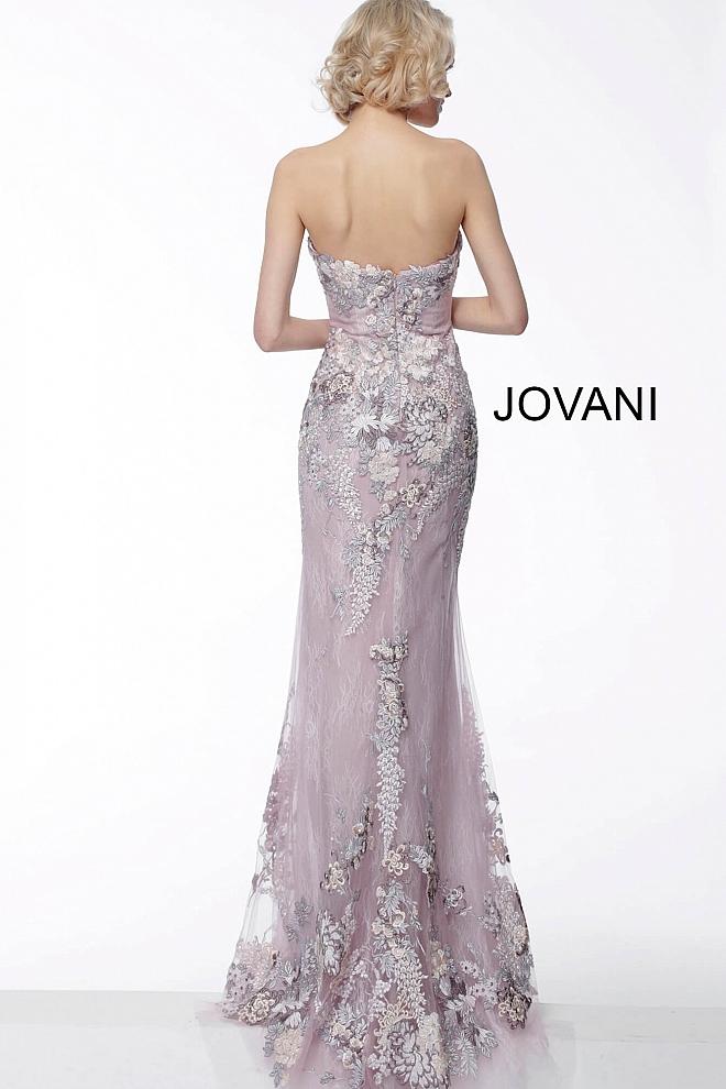 Mauve Embroidered Plunging Neck Evening Jovani Dress 68058 - Elbisny