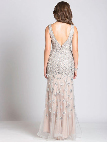 Lara 33521 - Silver Beaded Dress - Elbisny