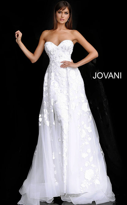 Off White Strapless Sweetheart Neck Bridal Gown JB65935 - Elbisny