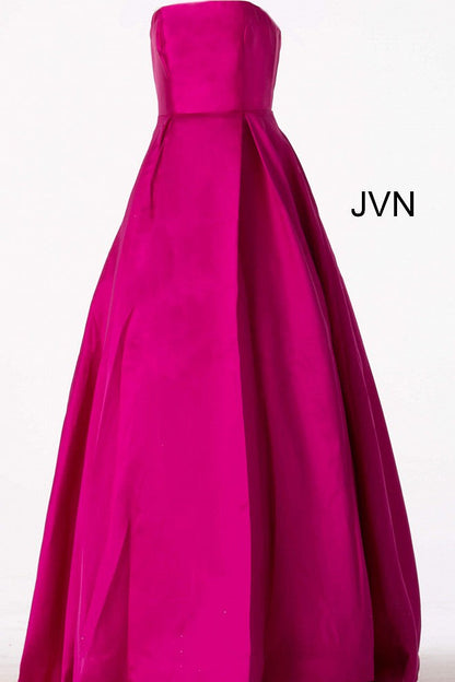 Fuchsia Strapless Pleated Skirt Prom Ballgown JVN62633 - Elbisny